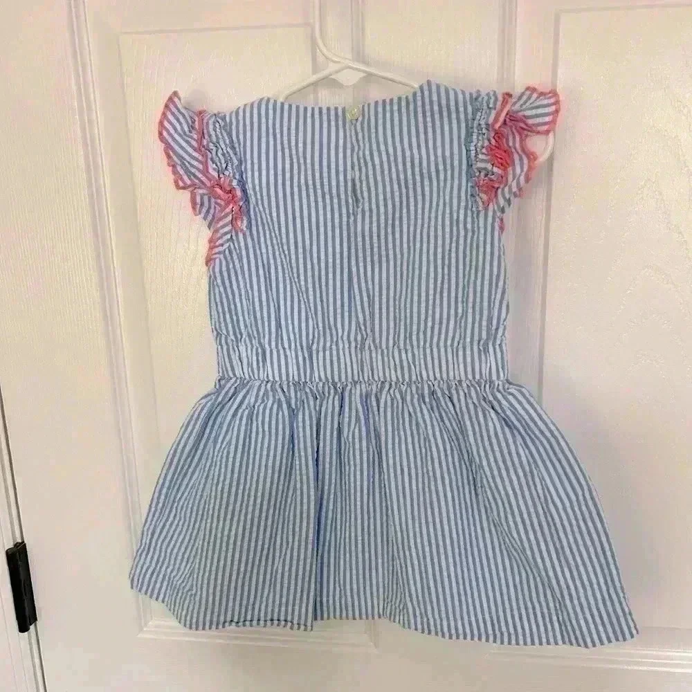 J. Crew Crewcuts Girls Blue & White Seersucker Dress size 2 - Picture 3 of 3